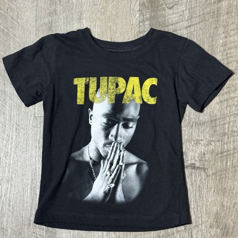 TUPAC Kids 3T Black Graphic Short Sleeve T Shirt Toddler 3 Year Streetwear